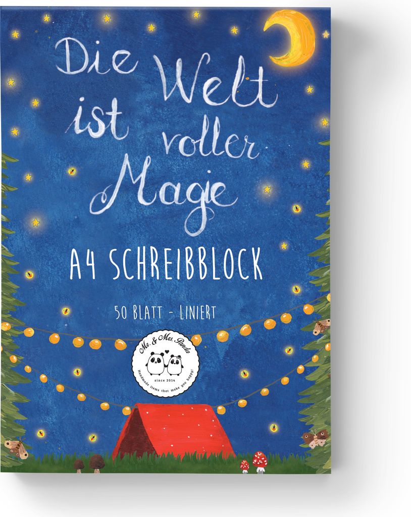 Mr. & Mrs. Panda Collegeblock Die Welt ist voller Magie - Weiß - Geschenk, Kreativpapier, Dekoration, Notizblock, Abreißblock, Schreibblock, Papi...