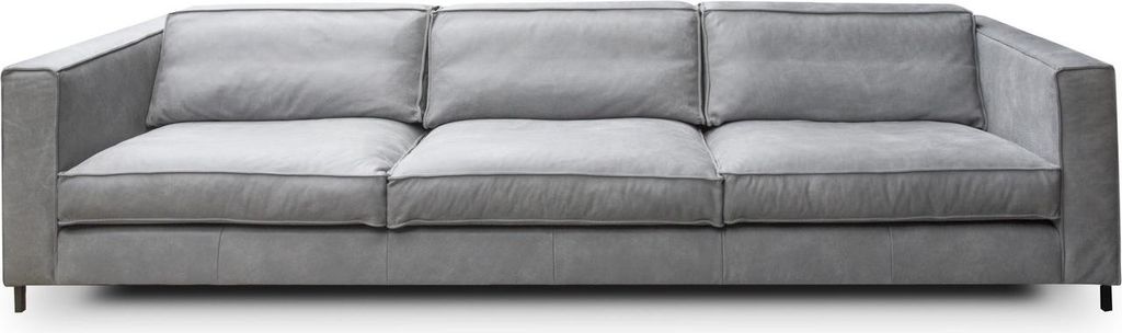 Sofa Calzone 3-Sitzer mit Stahlfuß Leder Grau 209x96x68 cm