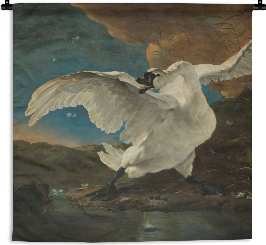 MuchoWow Wandteppich Wandbehang Schwan - Alte Meister - Jan Asselijn 150x150 cm Tapisserie Dekoration Wandtuch - Wohnaccessoires - Modernes