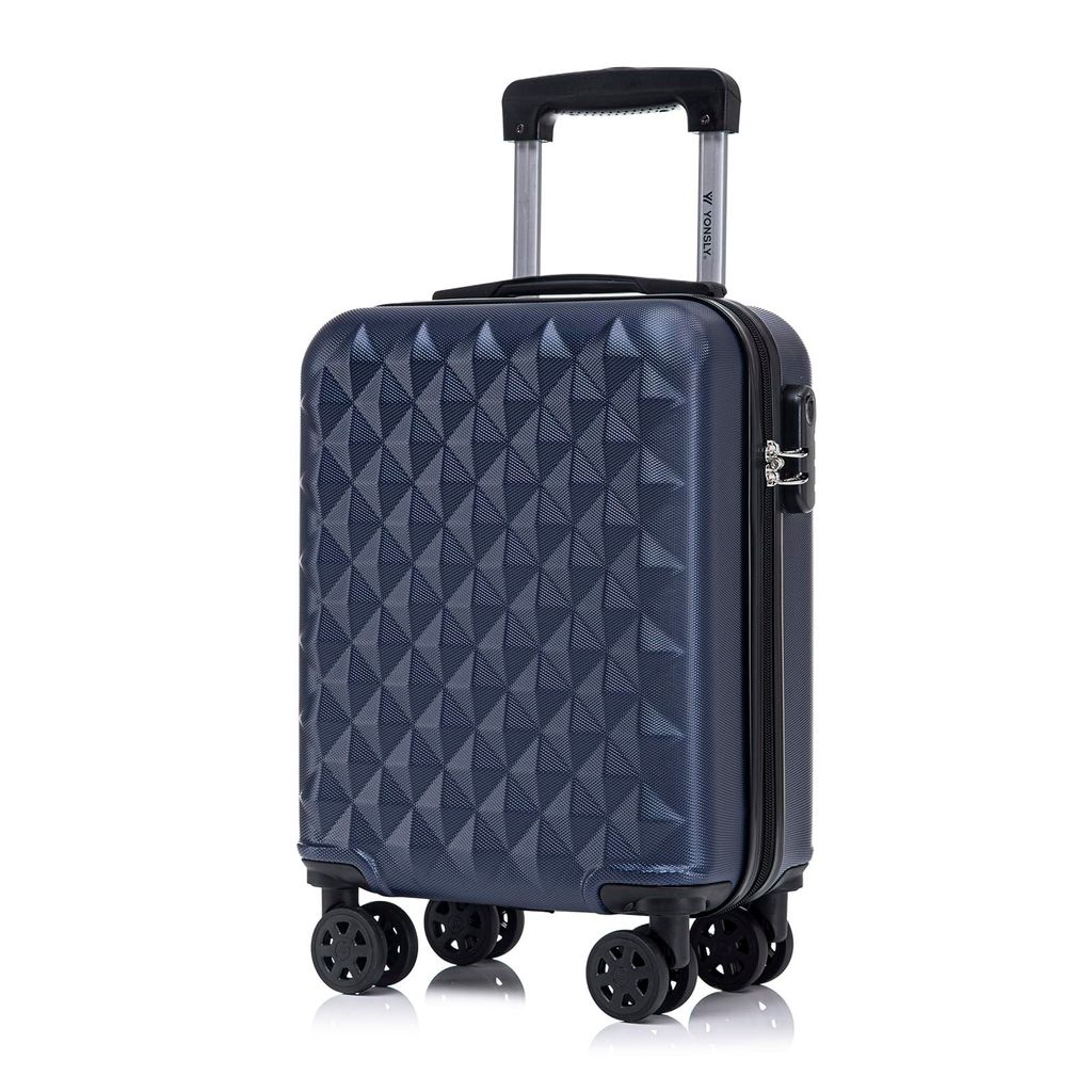 Koffer Trolley Reisekoffer Suitcase, Rollkoffer Handgepäck ,mit 4 Rollen360°, Hartschalenreisekoffer, Zahlenschloss, Weicher Gummigriff (S,Dunkel...