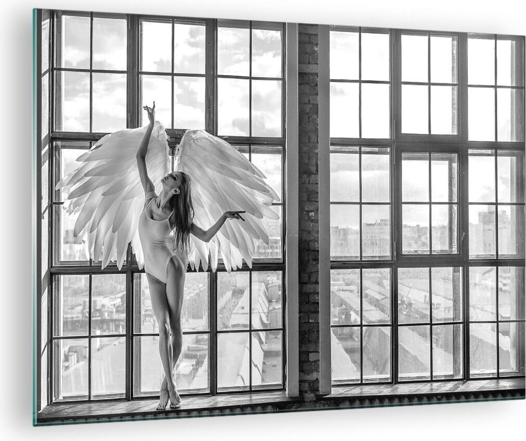 Bilder auf glas - Einteilig - Frau Engel Ansicht - 70x50cm - Glasbilder - Wandbilder - Bilder - zum Aufhängen bereit - Wanddekoration aus Glas - G...