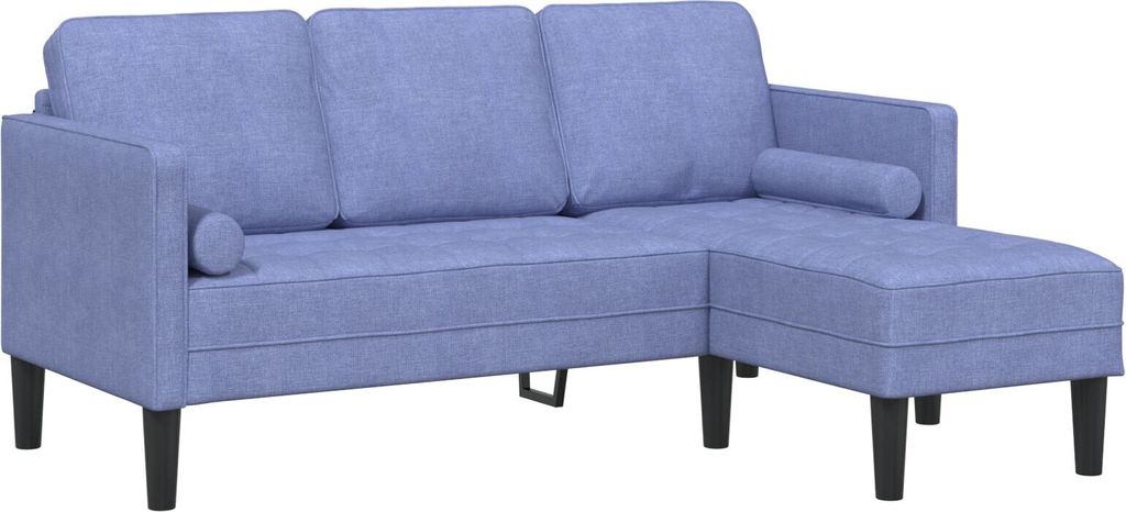 Möbel 3-Sitzer L-förmiges Sofa Jeans Blau 160 cm Stoff - Klassische Sofas 42001923
