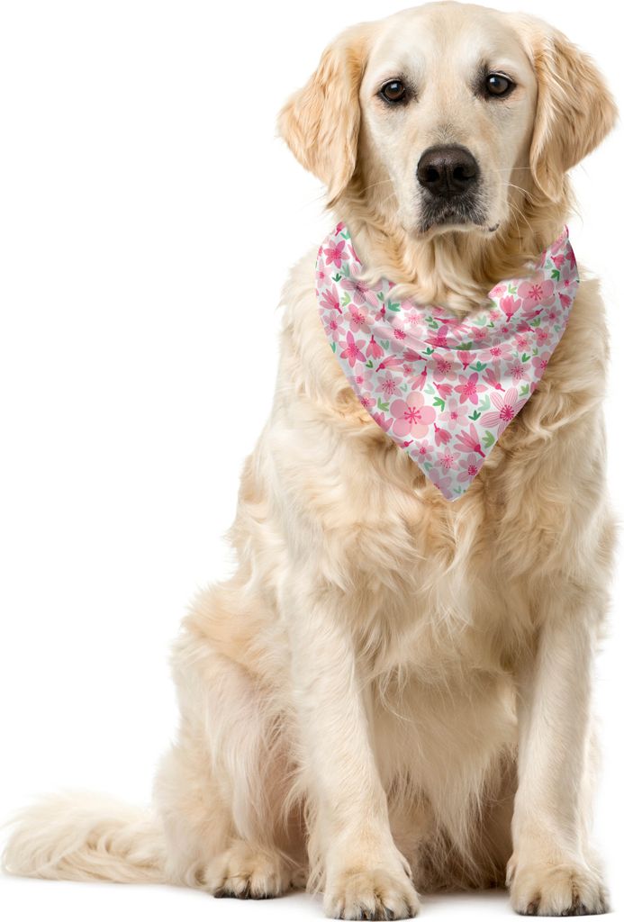 ABAKUHAUS Kirschblüte Haustier Bandana, Vermischt Blossom, 40x40 cm, Rosa Rose und Grün