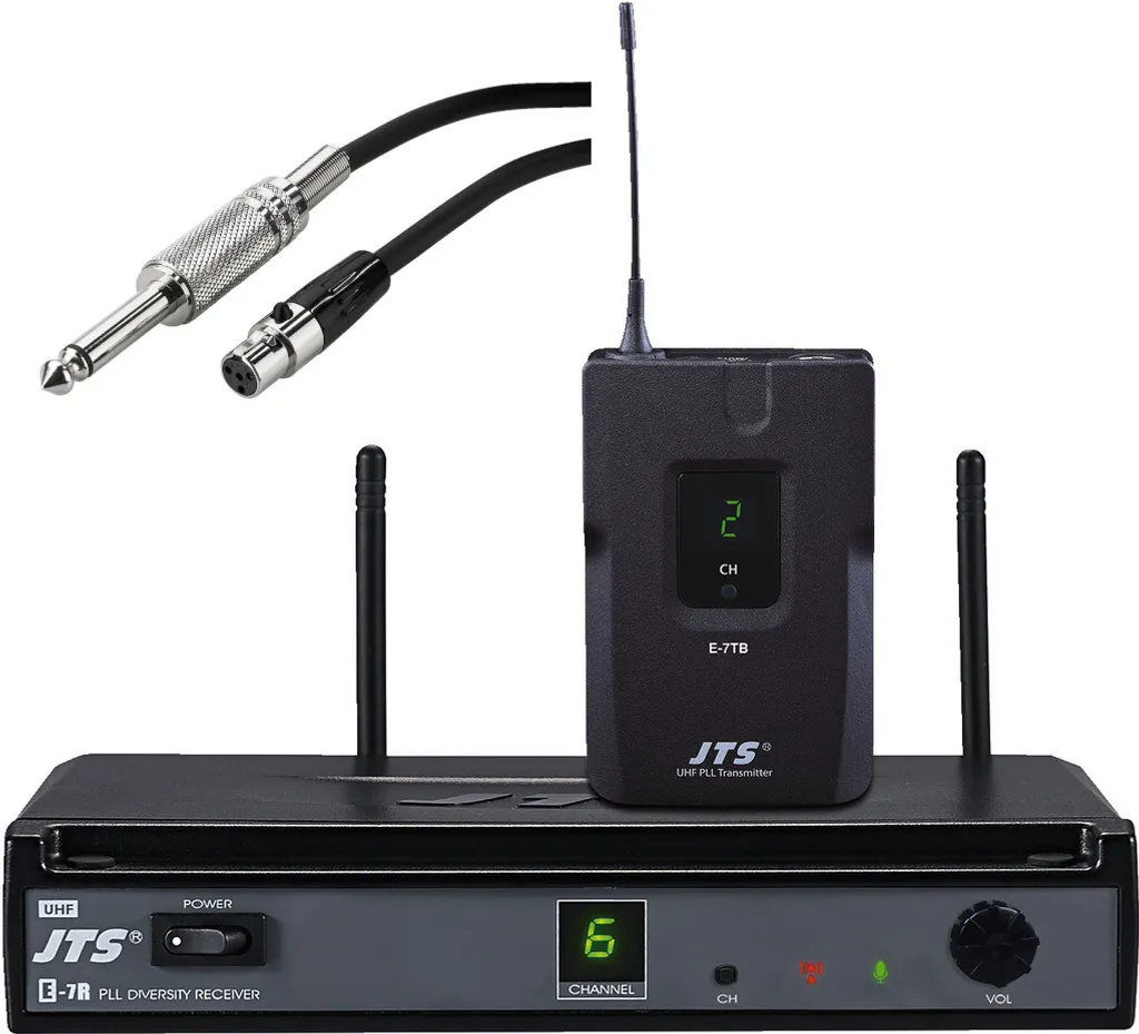 Kit sans Fil pour Guitare JTS E-7R E-7Tb avec Câble GC-80 pour Scène
