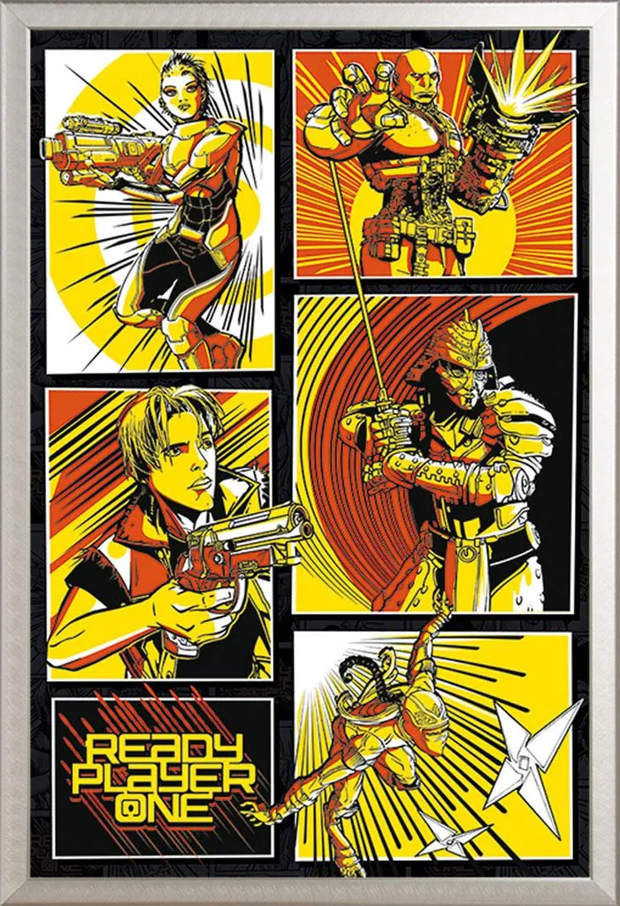 Poster Ready Player One Comic Panels avec cadre alu argent Shinsuke