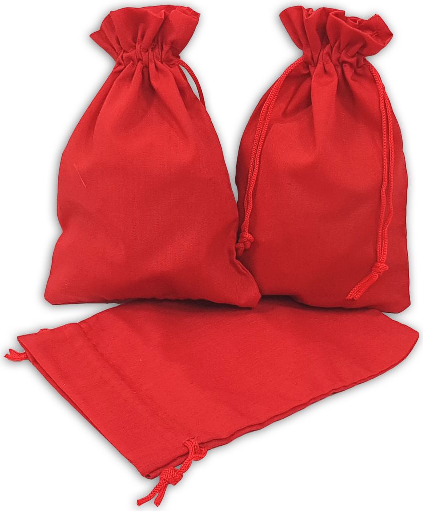 12 Geschenksäckchen rot 15 x 10 cm Baumwolle Adventskalender Säckchen Stoffbeutel zum Basteln und befüllen Gastgeschenk Hochzeit