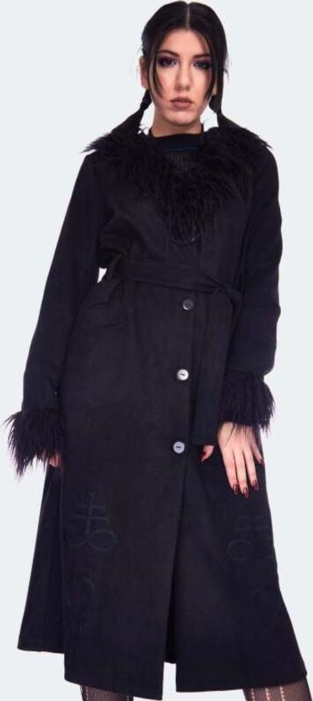 Jawbreaker Mantel Damen Spirited Embroidered Maxi Suede Coat schwarz XL