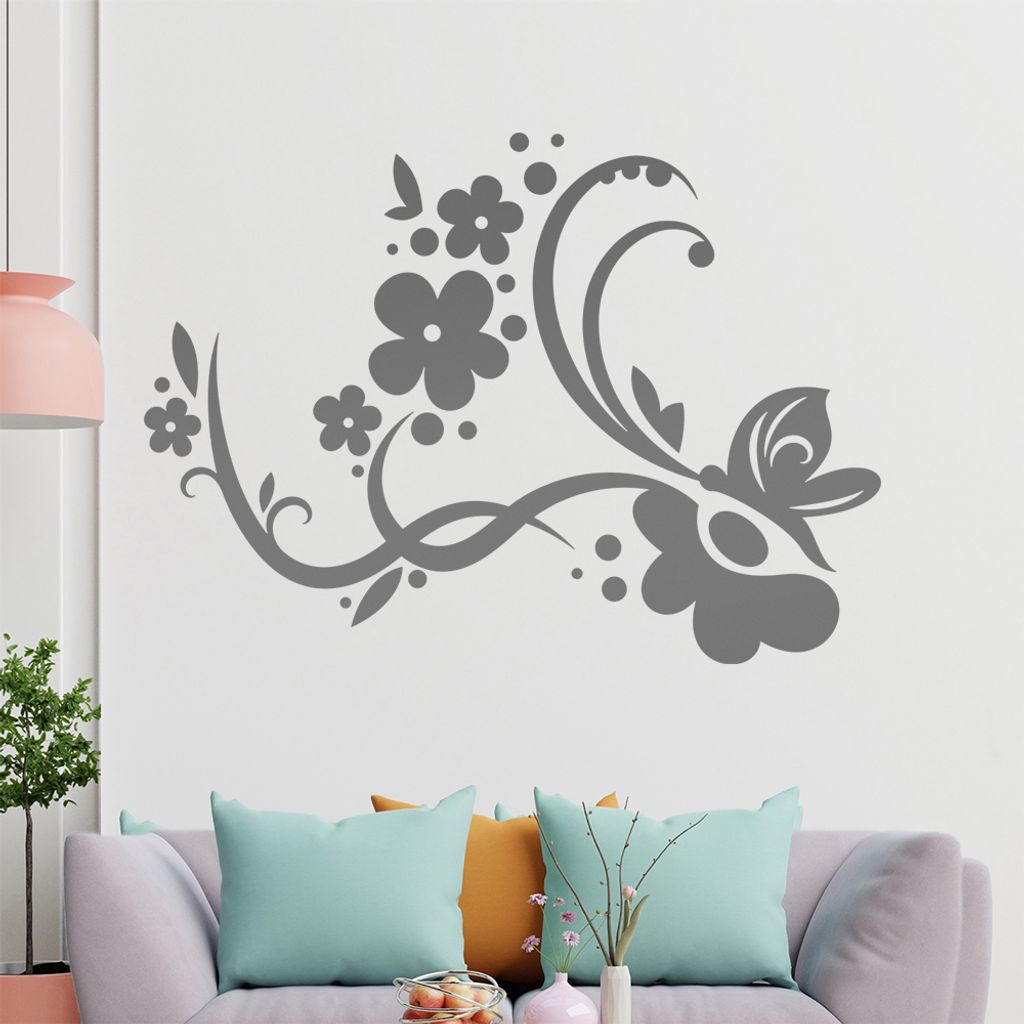 Blüte Blume Tribal Wandtattoo in 6 Größen - Wandaufkleber Wall Sticker - Dekoration, Küche, Wohnzimmer, Schlafzimmer, Badezimmer