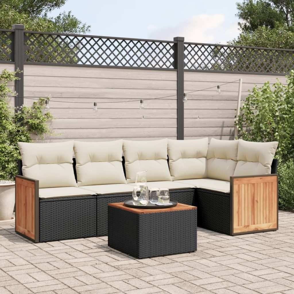 Maison Exclusive - 6-tlg. Garten-Sofagarnitur mit Kissen Schwarz Poly Rattan