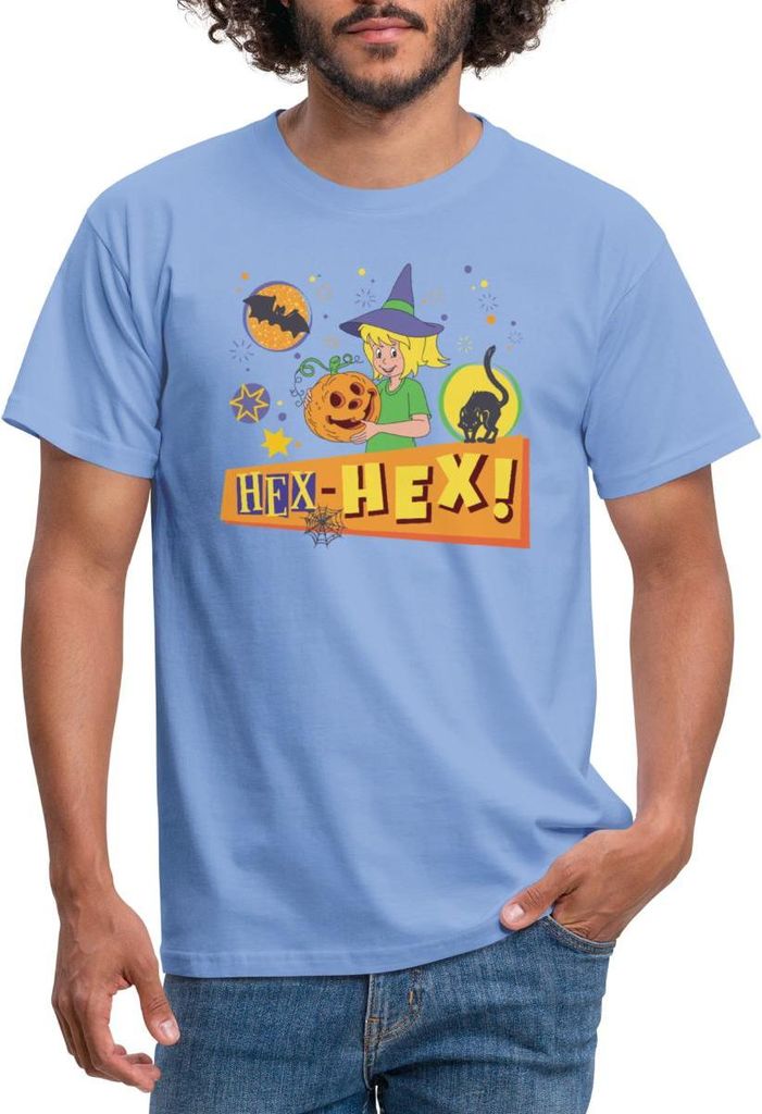 Spreadshirt Bibi Blocksberg Halloween Hex-Hex! Mit Bibi Männer T-Shirt, L, Carolina Blue