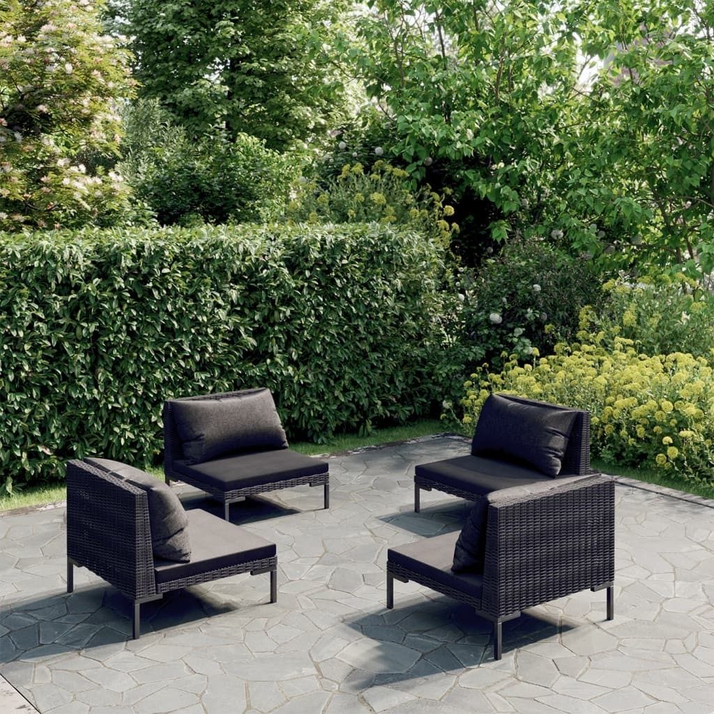 "2026 Promotion" 4-tlg. Garten-Lounge-Set - Sitzgruppe - mit Kissen - Poly Rattan Dunkelgrau - Gartenmöbelset CC4614