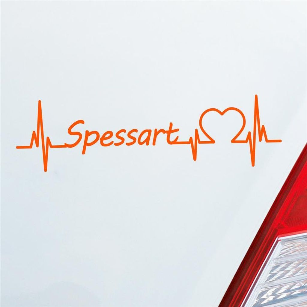 Auto Aufkleber Spessart Puls Herzschlag mit Ferien Region Motiv 19x5 cm Orange Sticker Heckscheibenaufkleber