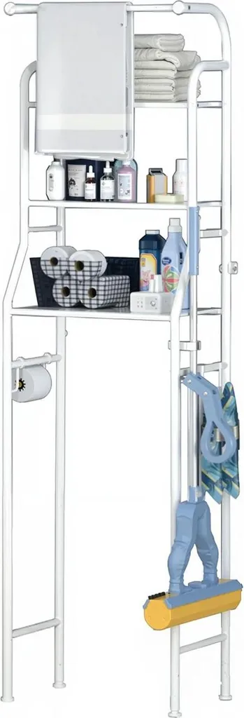 Rangement au-dessus des toilettes - Étagère métal blanc 3 niveaux design