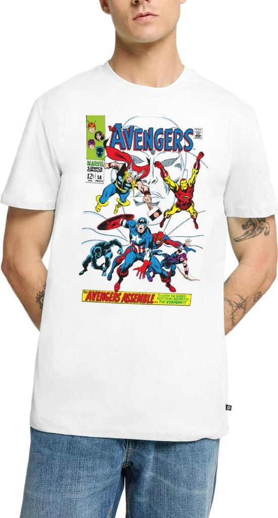 Spreadshirt Avengers Comic Superhelden Assemble Männer Premium T-Shirt, XXL, Weiß