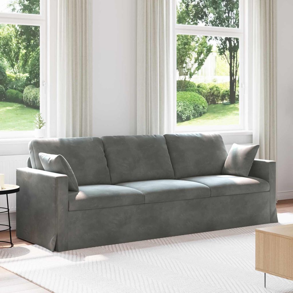 CLOIRS@ Sofa Wohnzimmer - Polstersofa moderne-desgin - Dunkelgrau 228x78x80 cm Samt