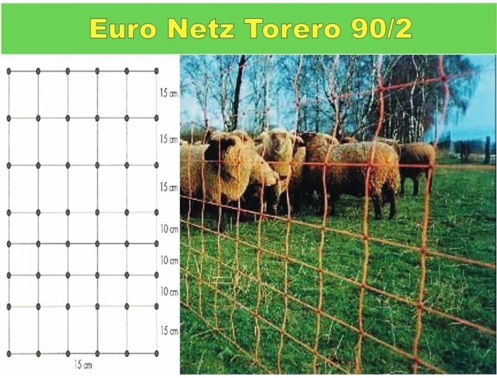 Euro Netz Torero 90/2 50 m Schafe Ziegen Lämmer Weidezaun