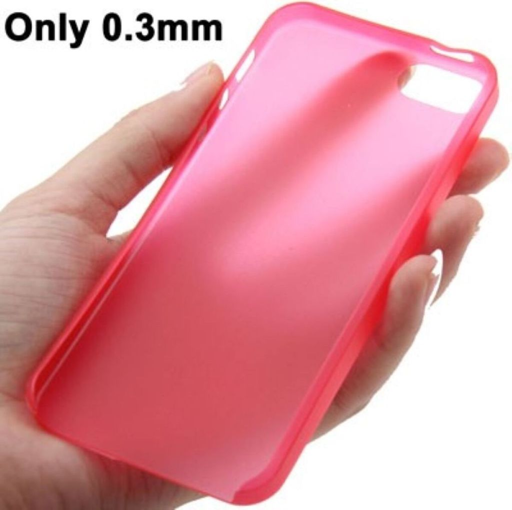 Schutzhülle Ultra Dünn 0,3mm für Handy Apple iPhone 5 & 5S Rot Transparent
