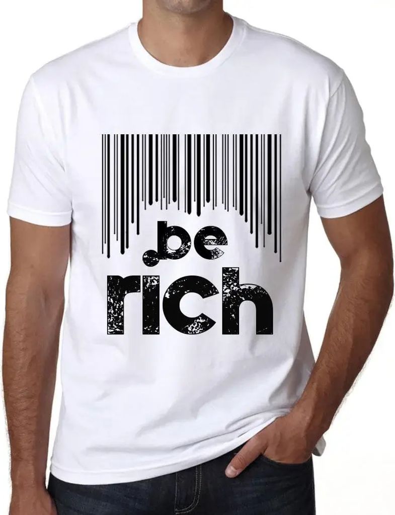 Herren Grafik T-Shirt Barcode reich sein – Barcode Be Rich – Öko-Verantwortlich Vintage Jahrgang Kurzarm Lustige Druck Geburtstag Geschenk Mann
