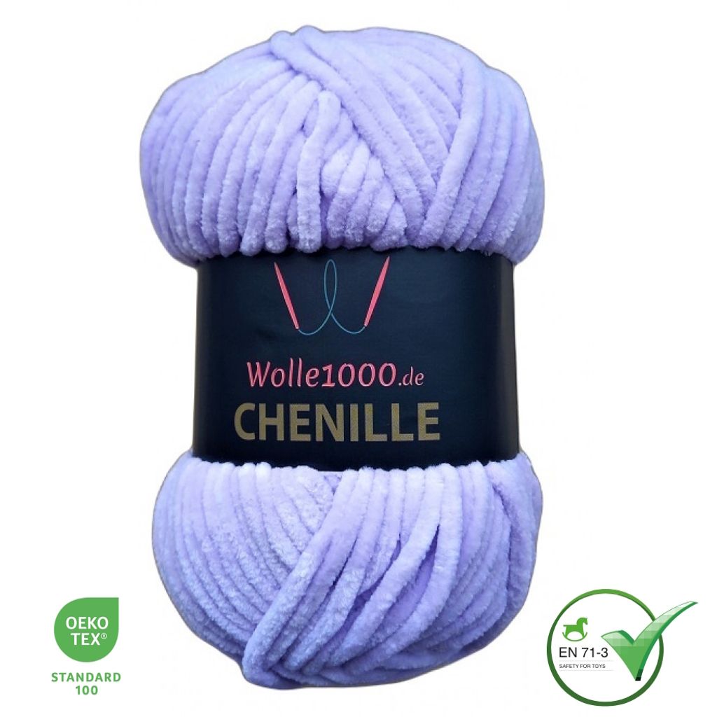 Wolle1000 Chenille - 15 FLIEDER - 100g - weiches Chenille Garn / Kuschelwolle