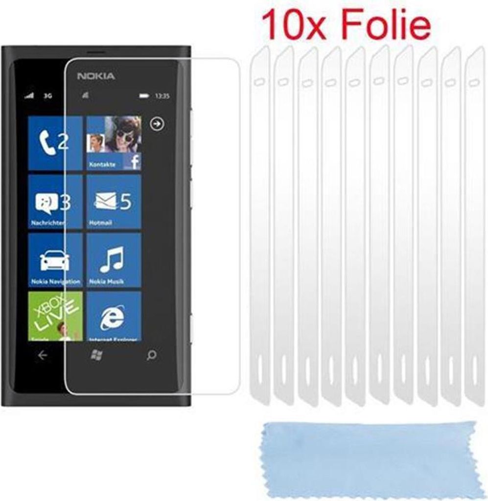 Cadorabo 10x Schutzfolie für Nokia Lumia 900 Display-Schutzfolien in Weiß hochtransparent