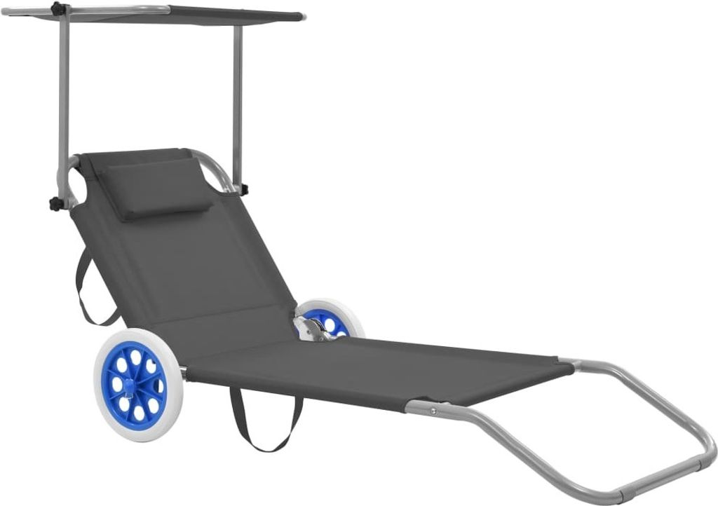 Maison Exclusive - Klappliege mit Sonnenschutz und Rädern Stahl Grau