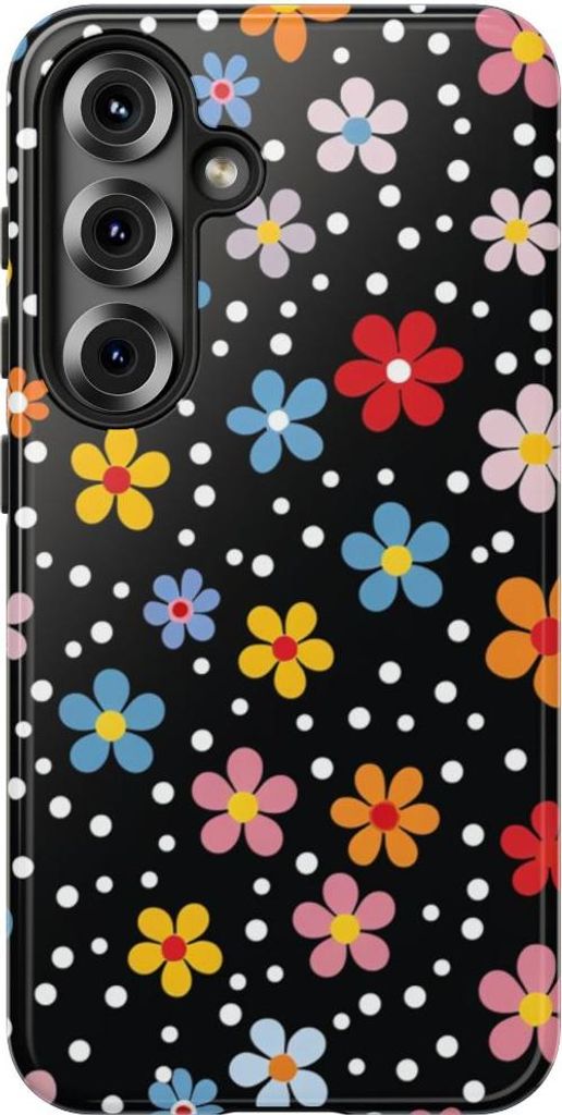 Buntes Blumen- und Punktmuster – Hülle Kompatibel mit Samsung Galaxy S25