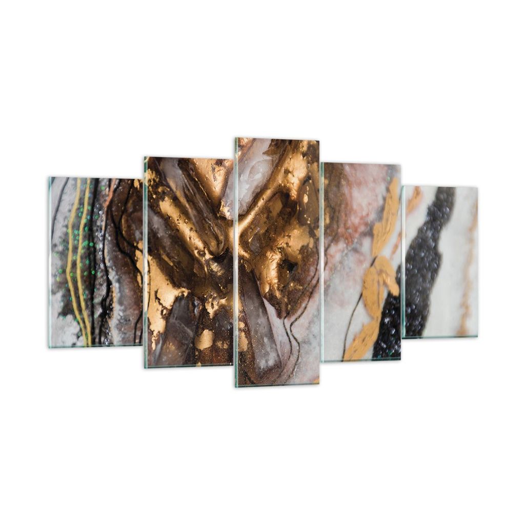 Bilder auf glas - 5 Teile - Abstraktion Marmor Textur - 160x85cm - Glasbilder - Wandbilder - Bilder - zum Aufhängen bereit - Wanddekoration aus Gl...