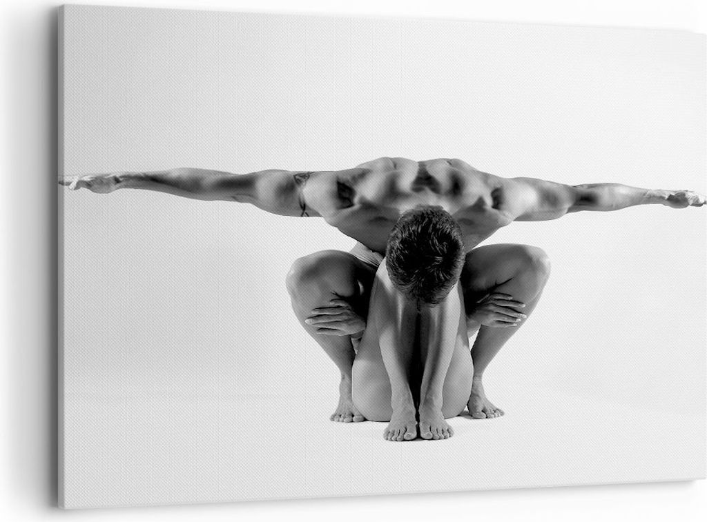 Bild auf Leinwand - Leinwandbild - Modell Körper Muskeln Tätowierung - 100x70cm - Wand Bild - Wanddeko - Leinwanddruck - Bilder - Kunstdruck - Le...
