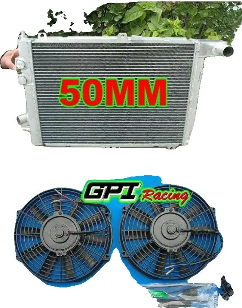 Radiateur Aluminium Opel Calibra 358x498x50mm avec 2 Ventilateurs Inclus
