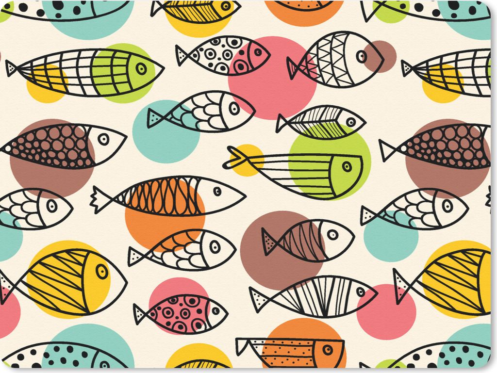 MuchoWow Mauspad Mousepad Polka dots - Fisch - Regenbogen 23x19 cm - Mousepads - Maus Mat - Pad - Mausunterlage - Schreibtischunterlage - Mauspad