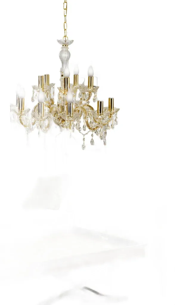 Lustre de salon doré MARIA en cristal, éclairage de réception 12 sources