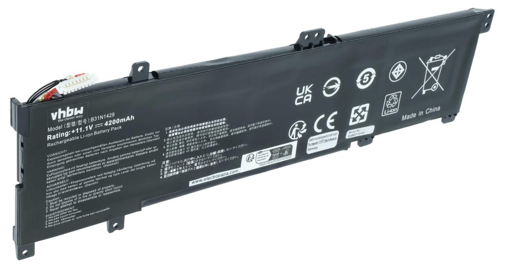 vhbw Akku kompatibel mit Asus VivoBook K501LB-DM121H, K501LB-DM140D, K501LB-DM140T, K501LB-XX136D Notebook (4200 mAh, 11,1 V, Li-Polymer)