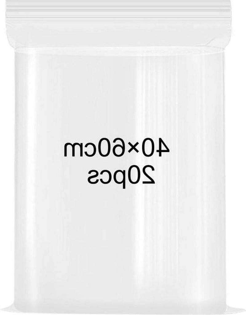 20 große Zip-Beutel: 40×60cm - Wiederverschließbare Plastikbeutel für wiederverwendbare Reisetaschen - Wasserdicht - Zur Aufbewahrung von Kleid...