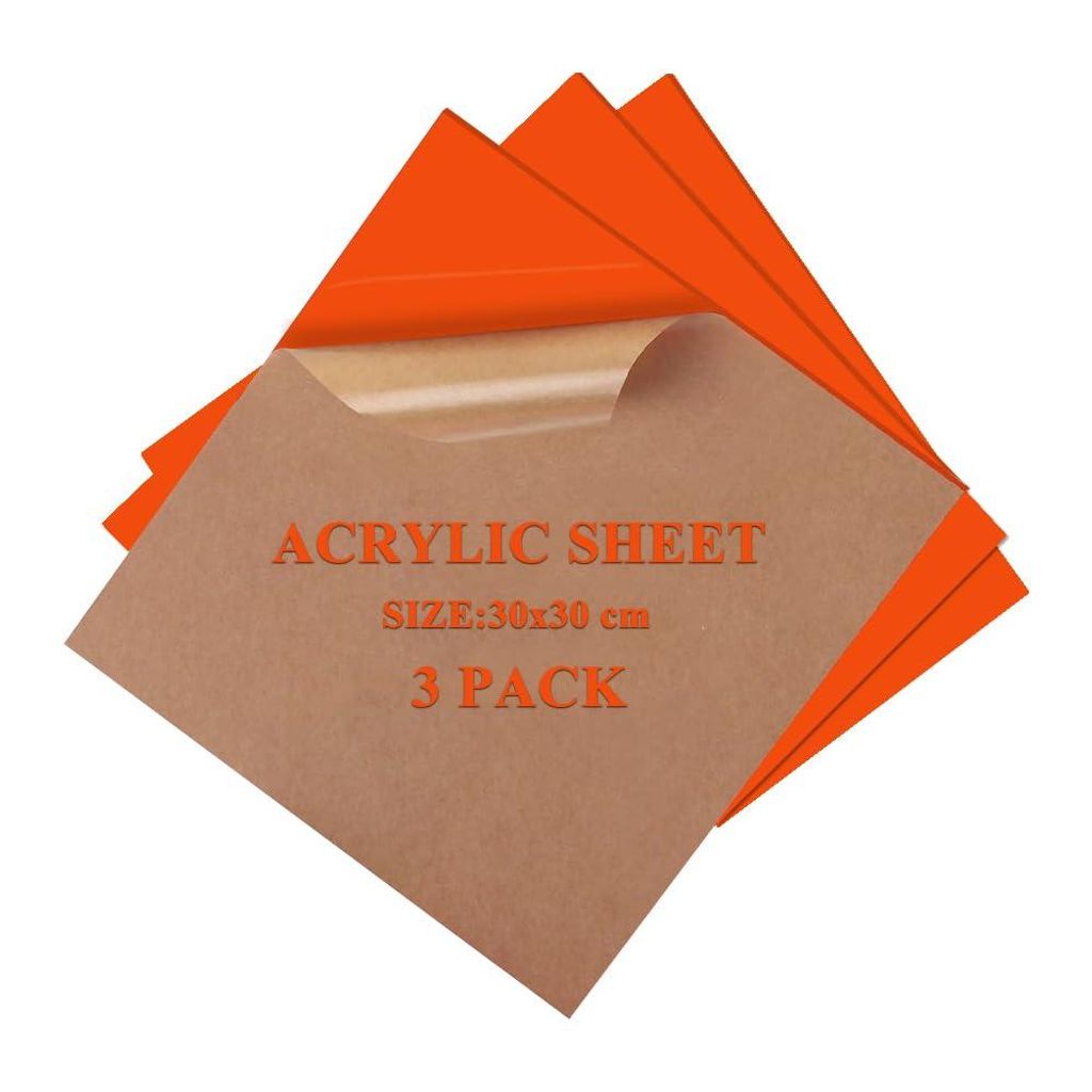 3PCS Bunte undurchsichtige Acrylplatten, gegossenes Acryl, für Beschilderung, DIY-Projekte, Laserschneiden und Gravieren von Heimdekor (Orange)