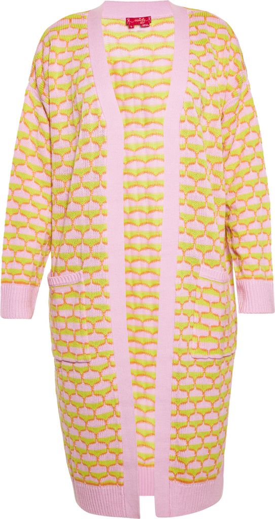 SWIRLY damen strickjacke - pink limone orange, XL