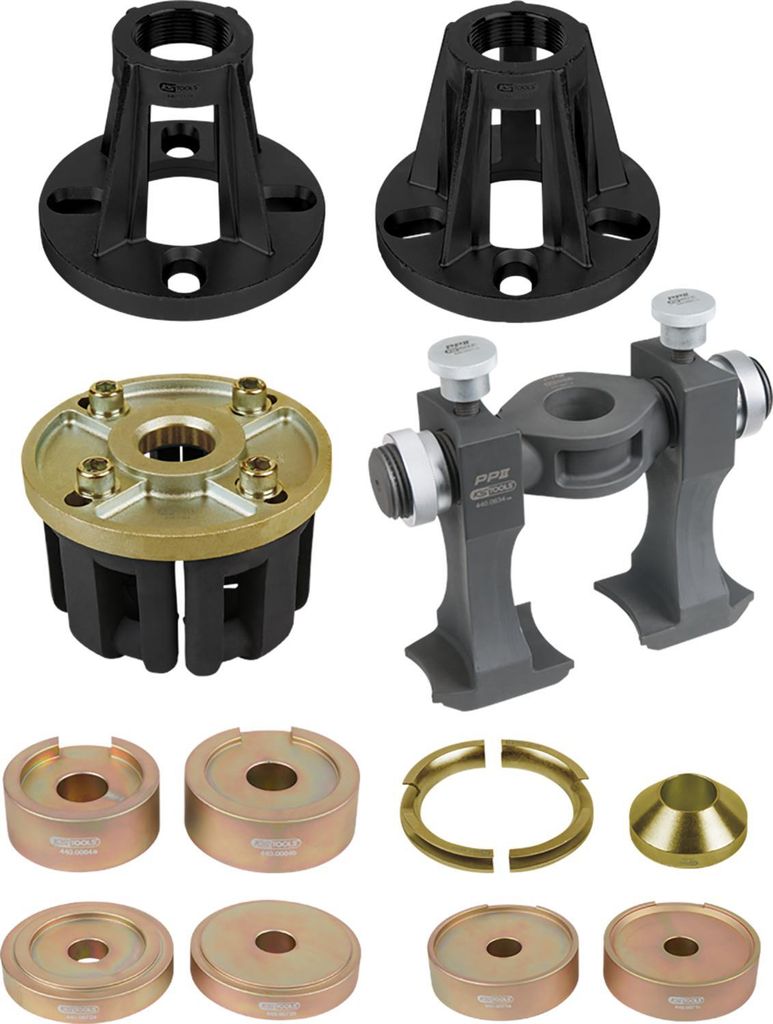 KS TOOLS 440.0640 Universal Werkzeug-Satz zur Kompakt-Radlagermontage, Demontage und Antriebswellen-Auspressen, 20-tlg