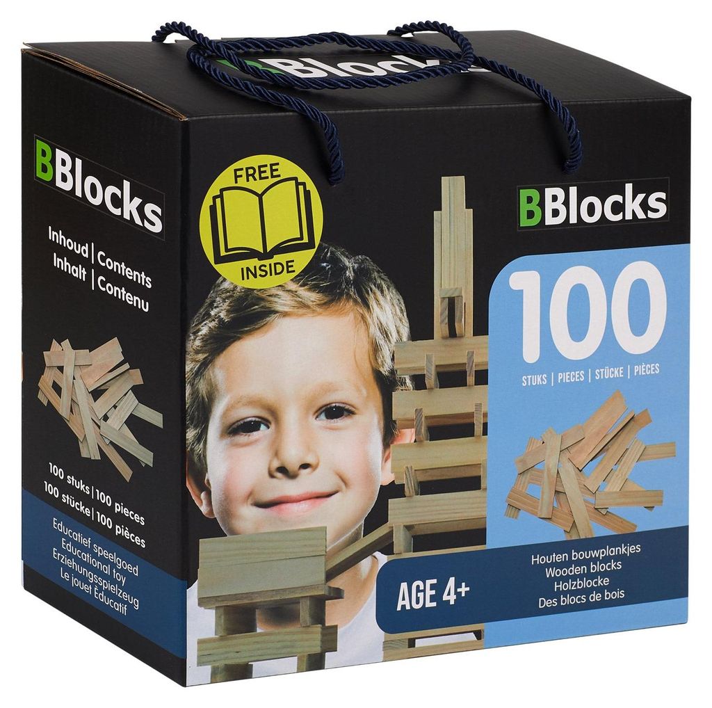BBlocks Holz-Bauklötze natur - 100 Stück in Kartonbox