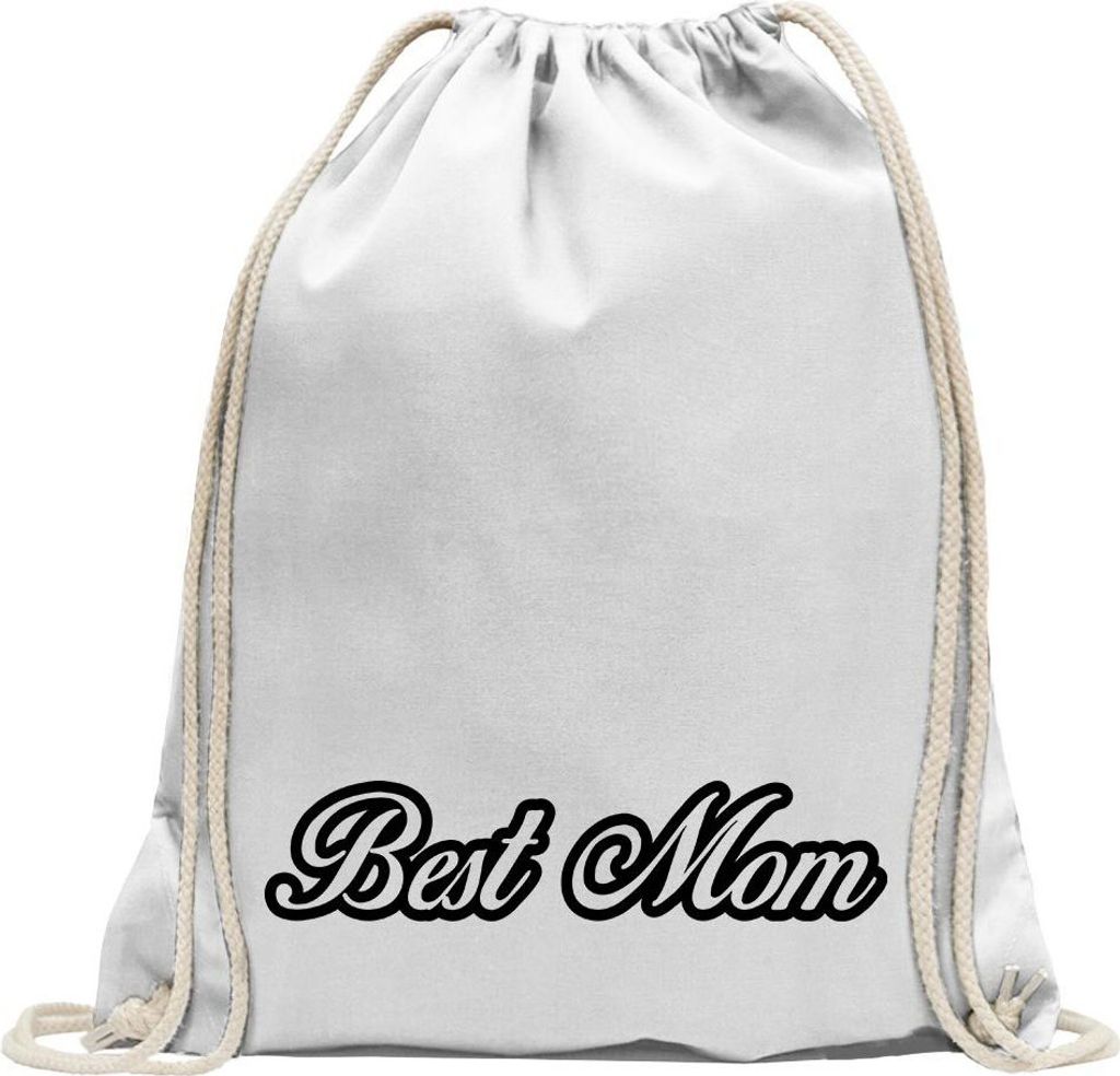 Kiwistar - Turnbeutel - weiss - Best Mom Mutter Familie - Fun Rucksack Sport Beutel Gymsack Baumwolle mit Ziehgurt