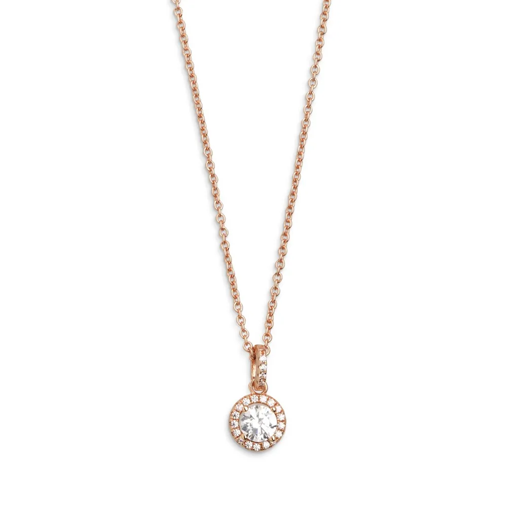 Collier Pendentif Cercle Zirconium Doré Rose Xenox XS7362R pour Femme