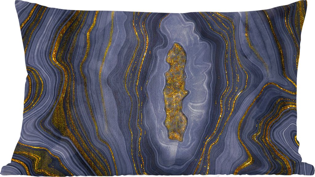 MuchoWow Zierkissen Sofakissen Wohnzimmer Dekokissen 60x40 cm Geode - Achat - Schwarz & Gold - Kopfkissen - Polster mit Foto