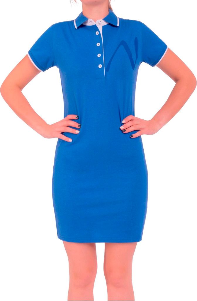 Nebulus Polokleid MELLA Damen, Polokleid, Shirt, Sommerkleid, P6803 - Damen, kobalt-weiß, XXL/44