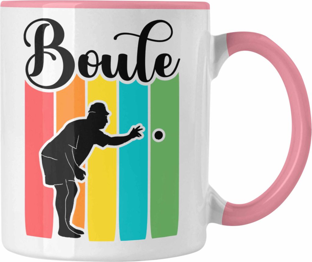 Trendation - Boule Tasse Geschenk Boule-Spieler Geschenkidee Spruch Vintage Boule Grafik (Rosa)