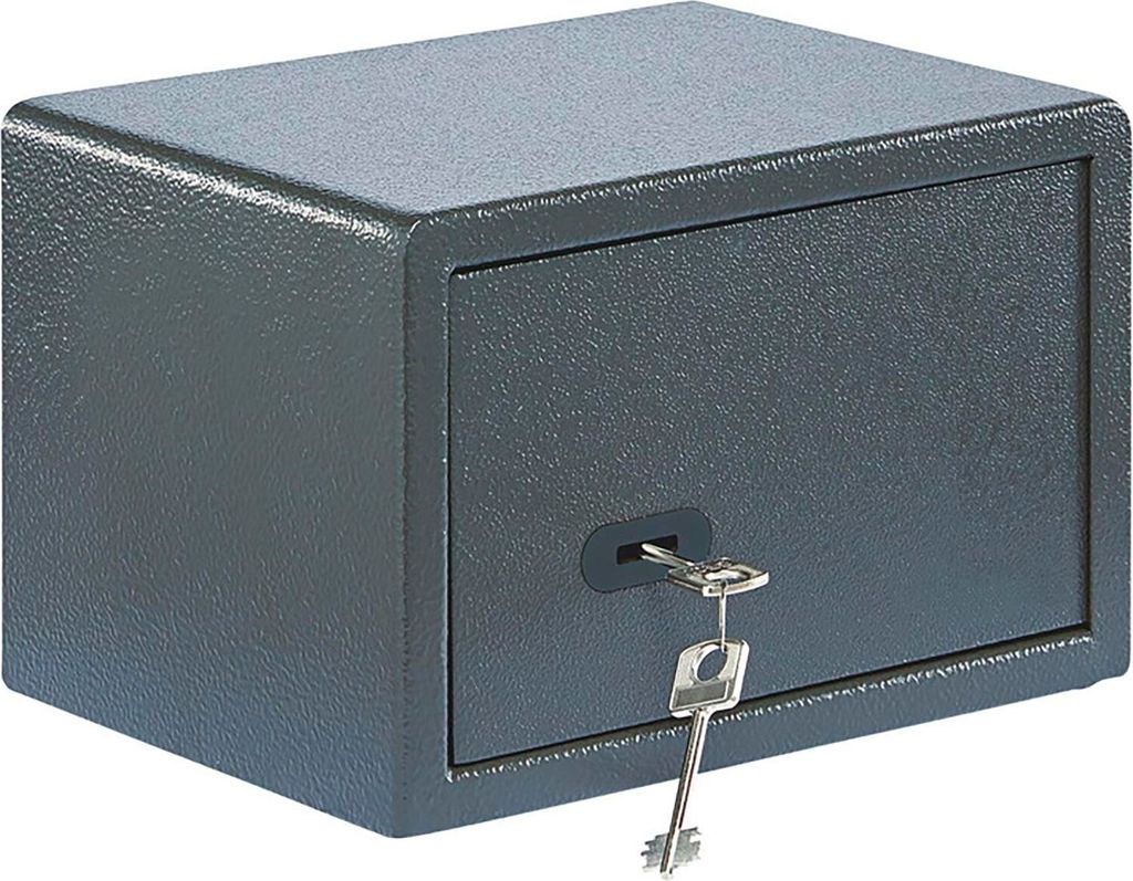 Burgwächter Tresor mit Schlüssel - Möbeltresor Pure Safe PS 110 K - Mini Tresor für Wand und Bodenbefestigung, Stahl anthrazit
