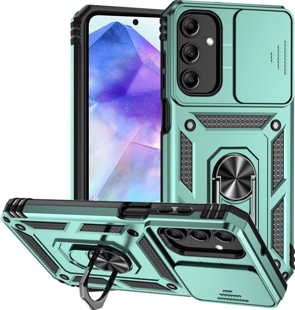 Samsung Galaxy A55 Hülle - Coverup Armor Ring Ständer Back Cover mit Kamera Schutz - Mintgrün