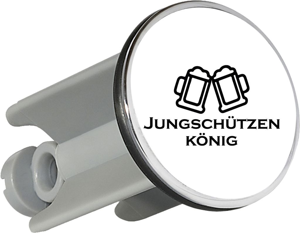 Huuraa Waschbeckenstöpsel Jungschützenkönig Schützenfest 4cm höhenverstellbar Abflussstopfen Geschenkidee