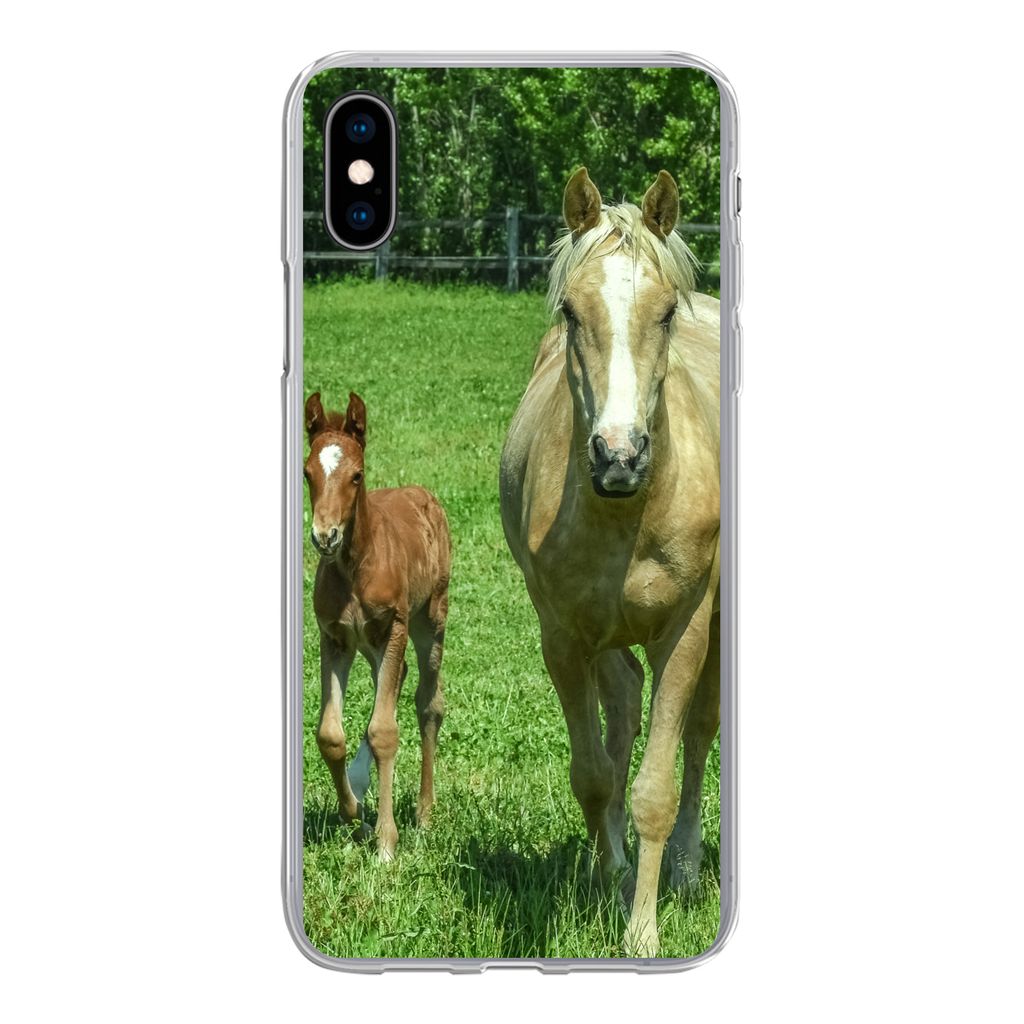 MuchoWow Handyhülle Schutzhülle Hülle für iPhone Xs Pferd - Fohlen - Tiere Silikon Softcase Handy Hülle - Handytasche