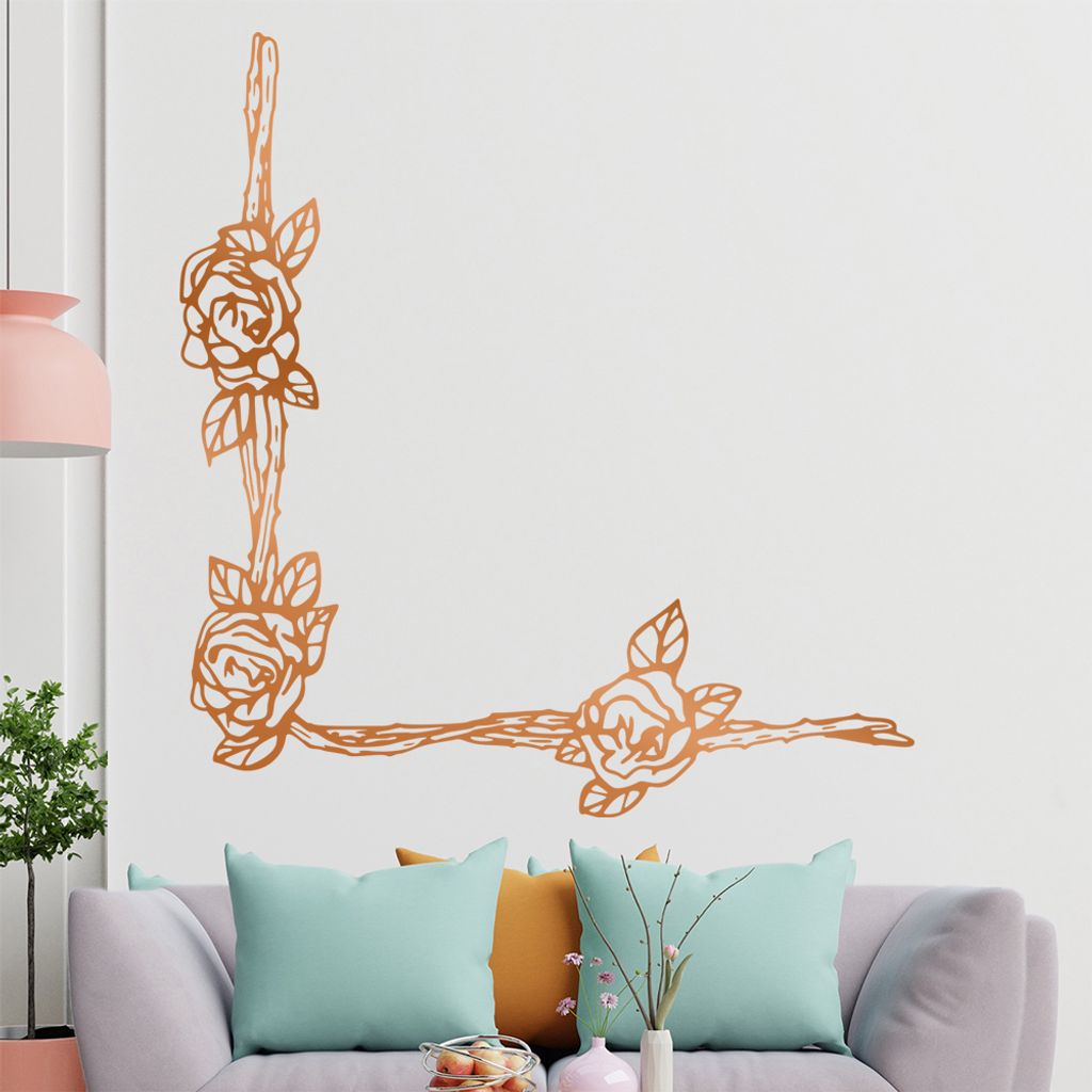Rose - Pflanzen Wandtattoo in 6 Größen - Wandaufkleber Wall Sticker - Dekoration, Küche, Wohnzimmer, Schlafzimmer, Badezimmer