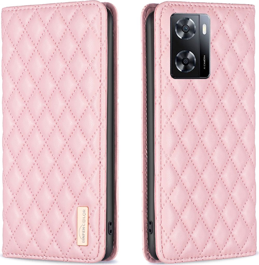 OPPO A57 4G Hülle, Elegant Bookstyle Flip Leder Kartenfächer Schutzhülle mit Ständer für OPPO A57 4G Pink