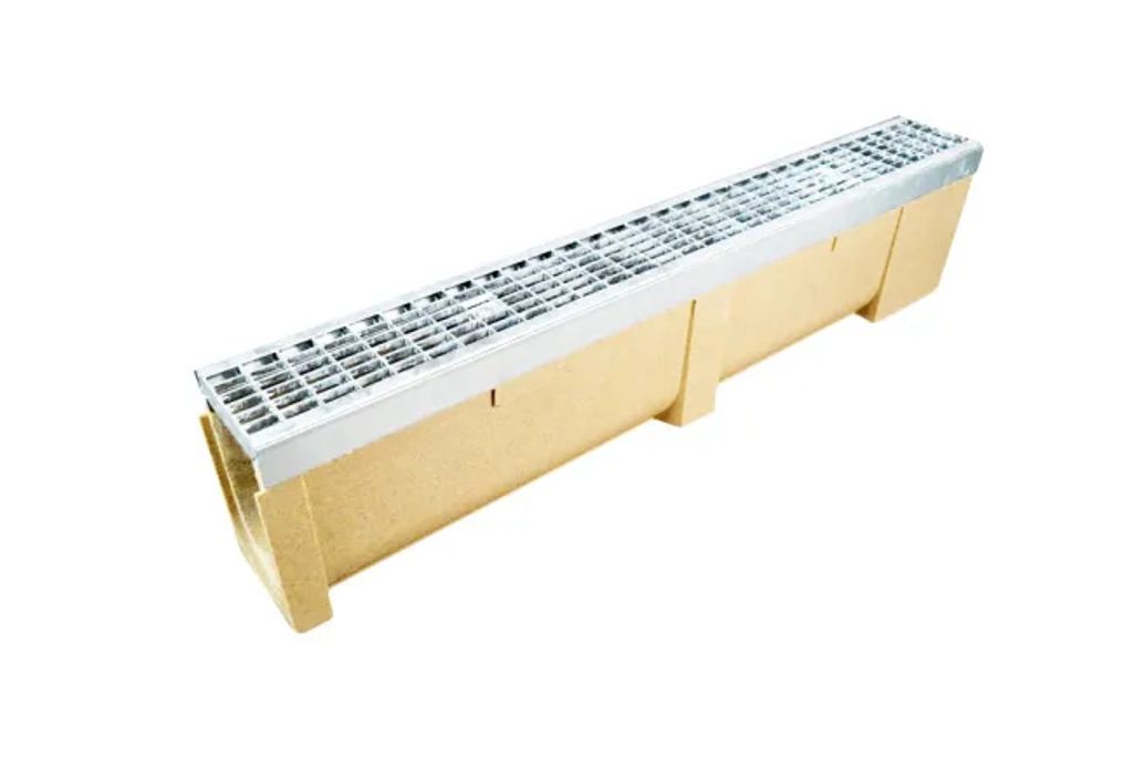 Entwässerungsrnne Polymerbeton Gussrost Kl.B Bs 12,5 T 50-100 Cm 10,8
