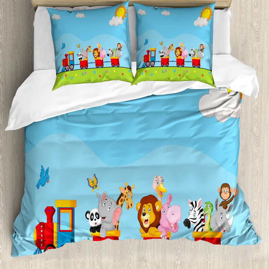 ABAKUHAUS Housse de couette caricature animal Sun 200x200cm Multicolore